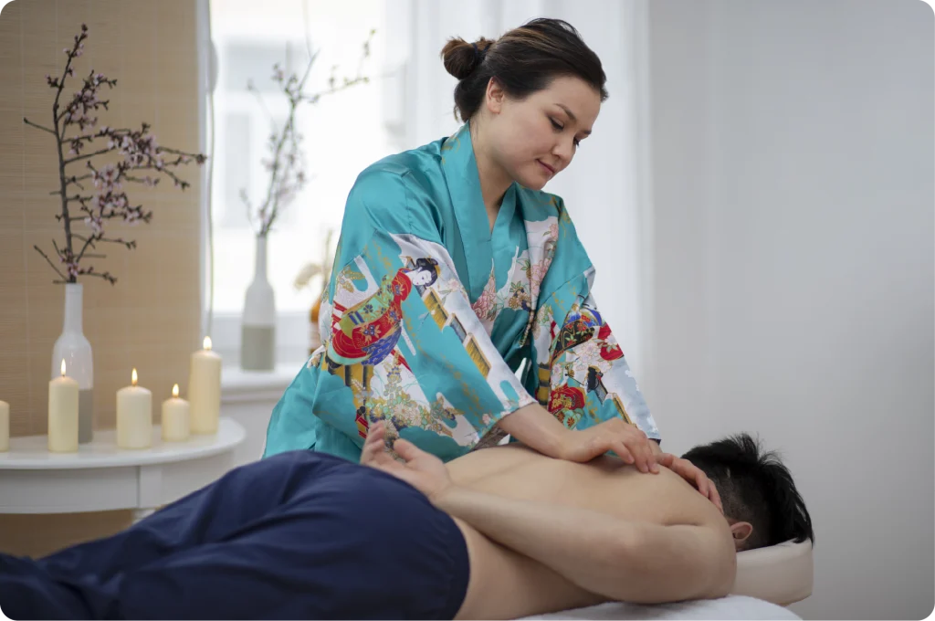 a professional masseuse giving a relaxing Thai home massage